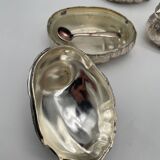 Salière poivrier et moutardier oiseaux en métal argenté style Gucci