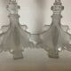 Pair of antique Val Saint Lambert griffin candlesticks