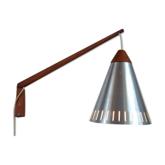 Wal lamp on a swivel teak-arm 1950