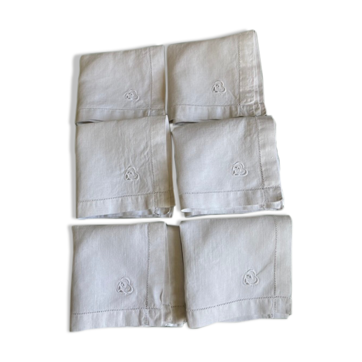 Lot de serviettes en lin brodées