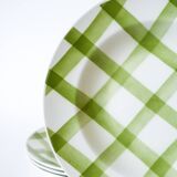 Set of 4 Moulin des Loups soup plates, Scottish model, green tiles, 1950