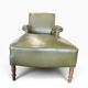 Chaise longue / fauteuil / chaise longue vintage en similicuir vert.