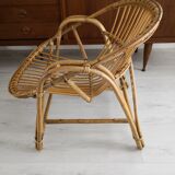 Rattan basket armchair 70s