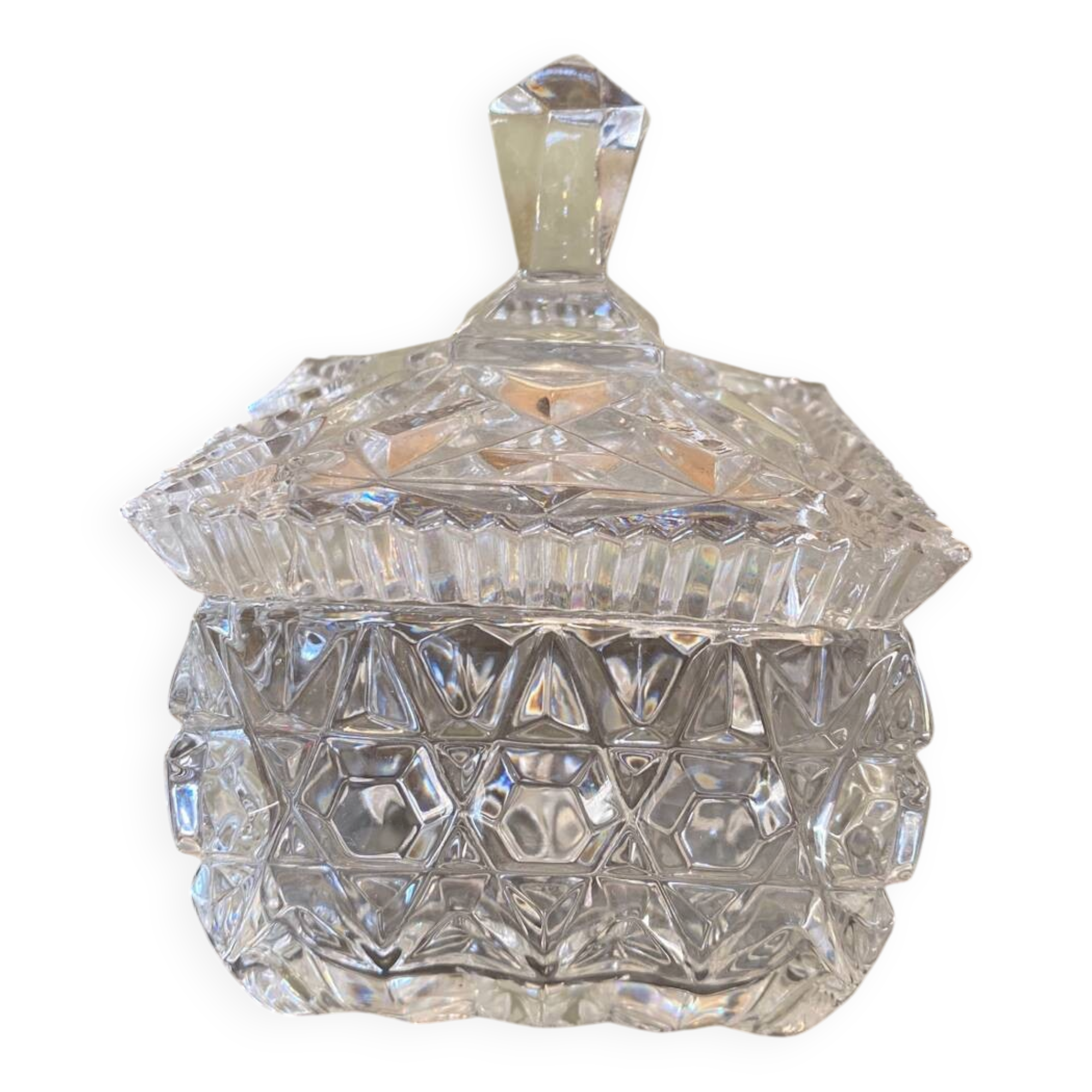 Chiseled glass sugar bowl