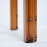 Art Deco Side Table in Carved Oak, Bamboo Style, Cut Glass, Set of 2