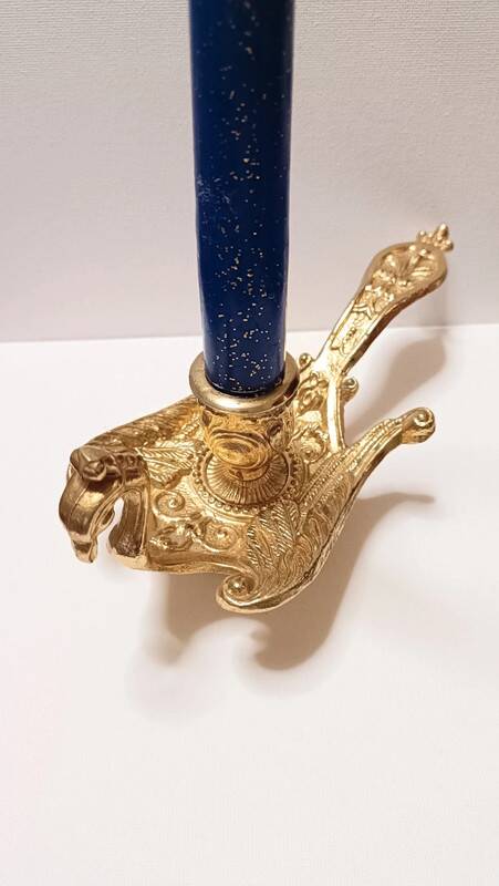 Peacock candle holder in gilded brass 1970