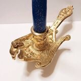 Peacock candle holder in gilded brass 1970