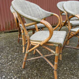 Lot of 4 chairs terrace bistro type "Parisian" brown and beige