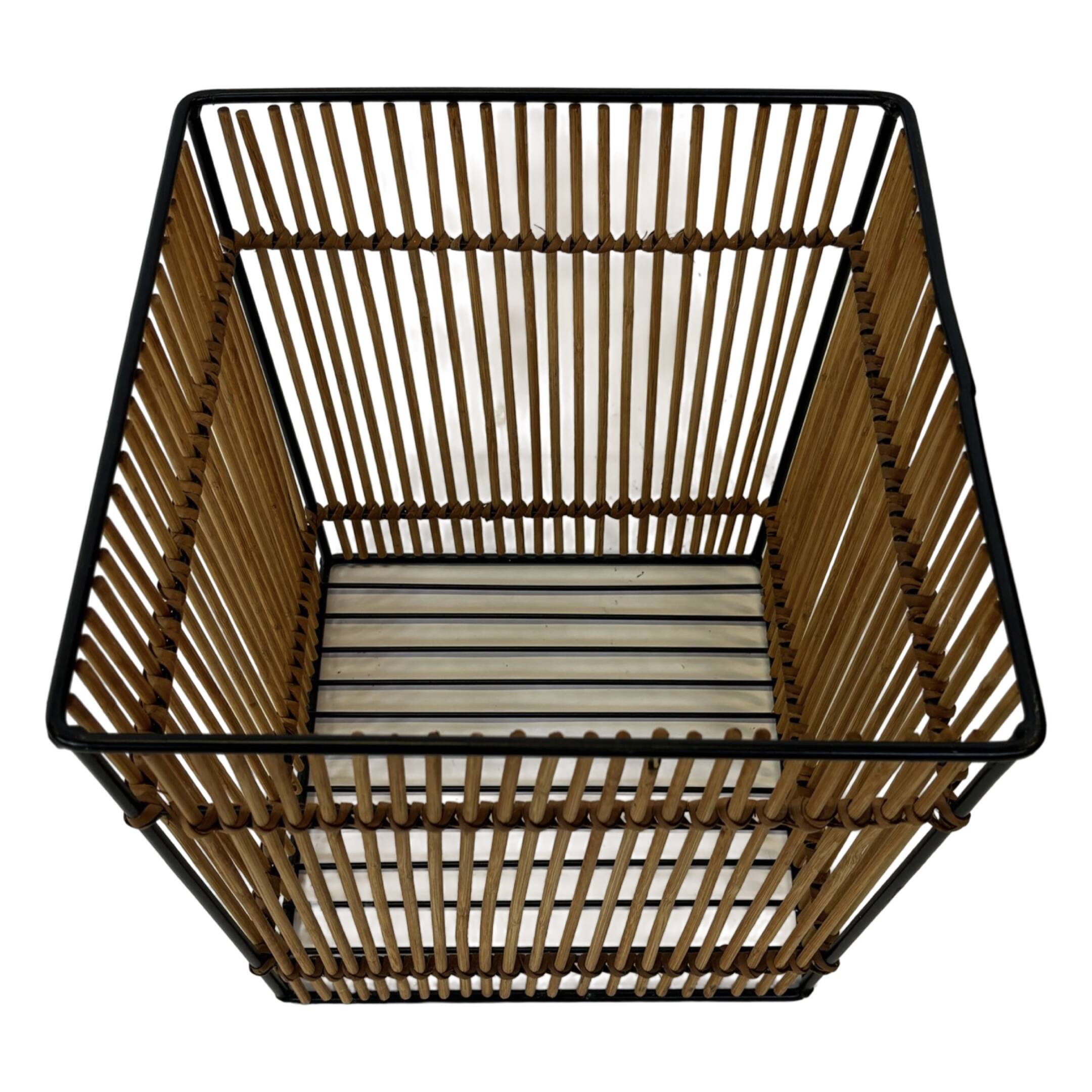 Vintage Rohe Noordwolde rattan basket by Dirk van Sliedrecht 60's Design