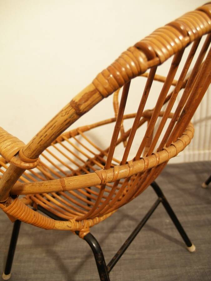 Rohe Noordwolde rattan vintage sixties design armchair