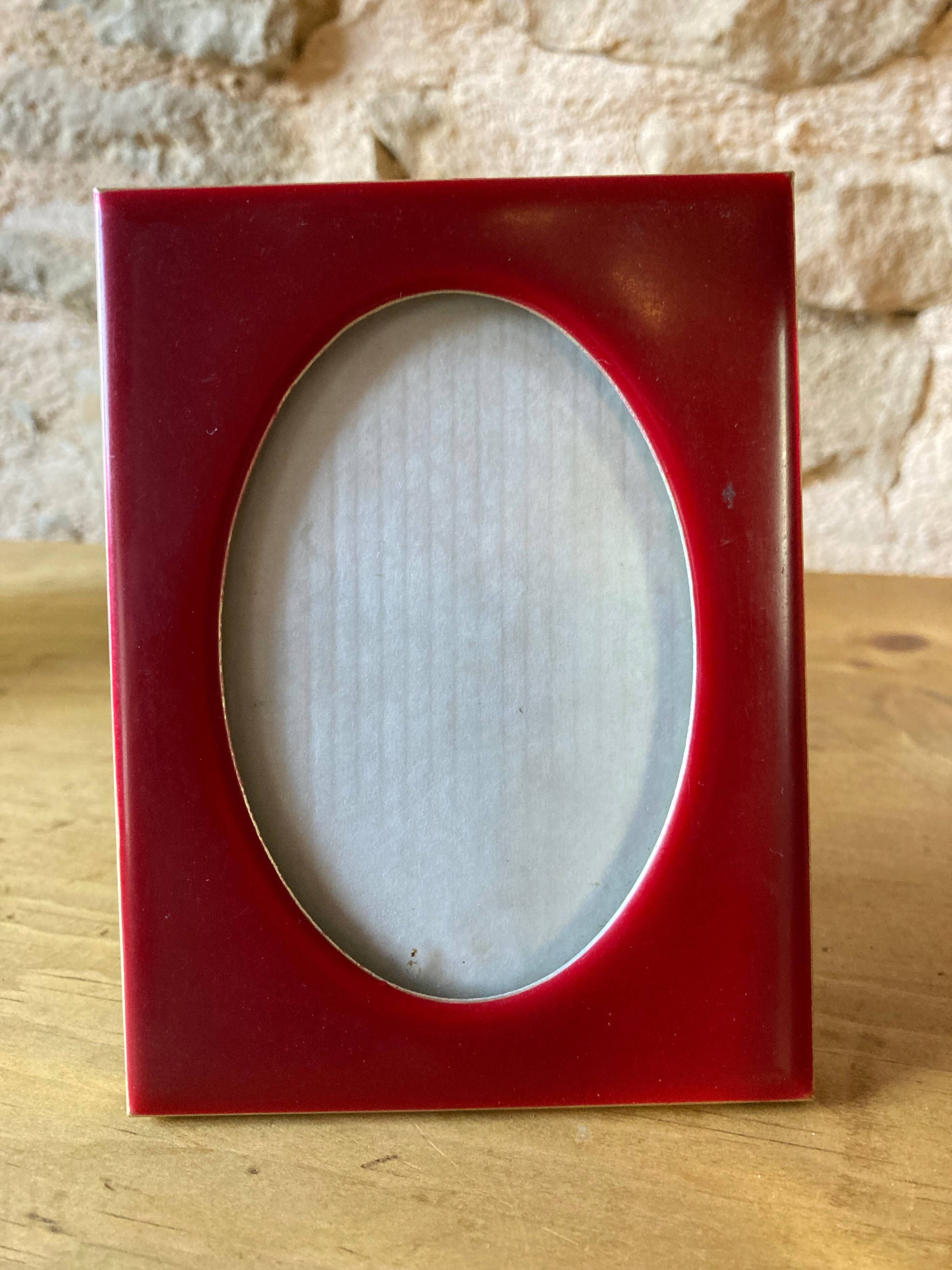 Set of 2 small red frames, made in Italy, 1970s