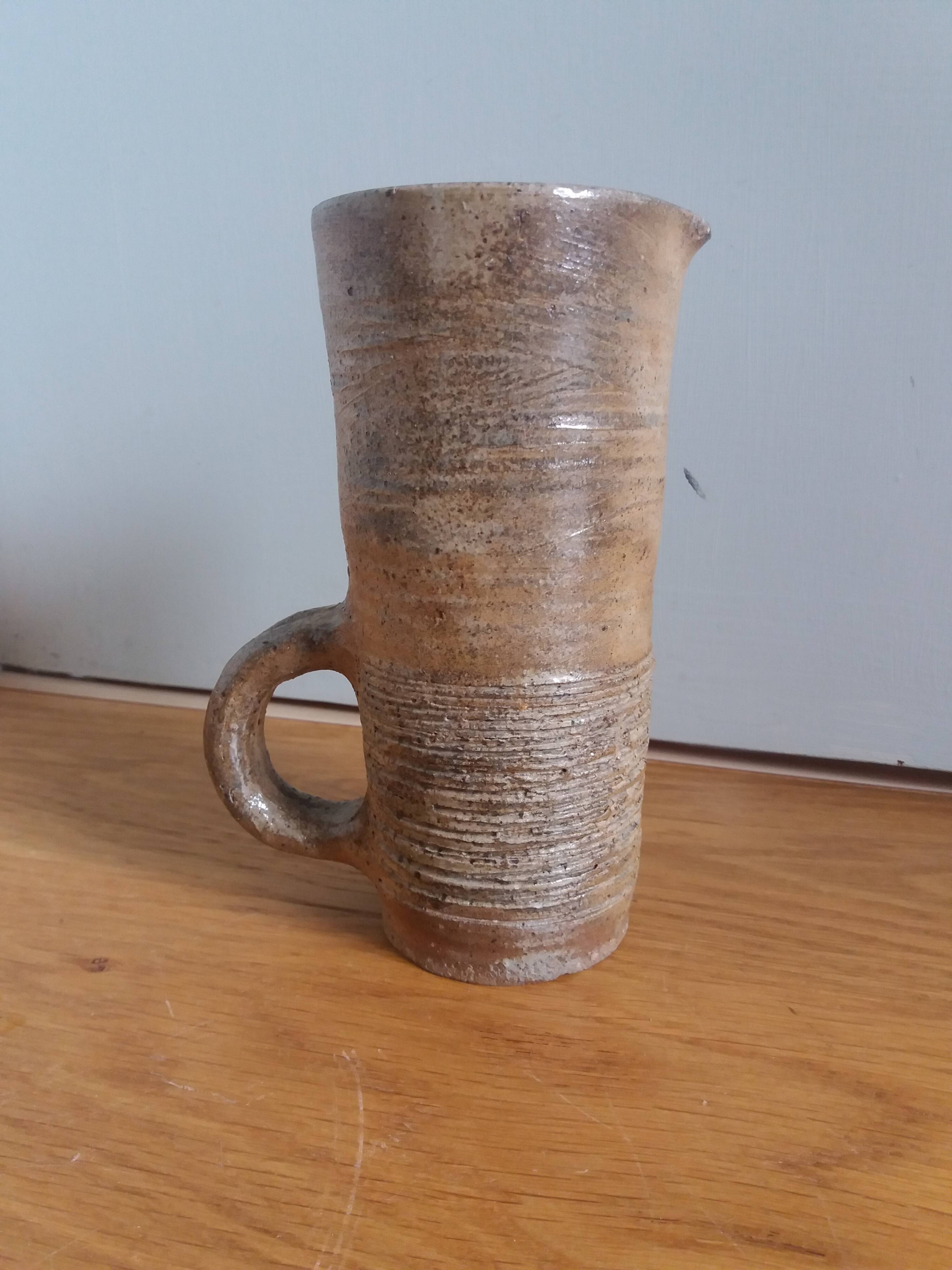 Brutalist vase pitcher signed in stoneware