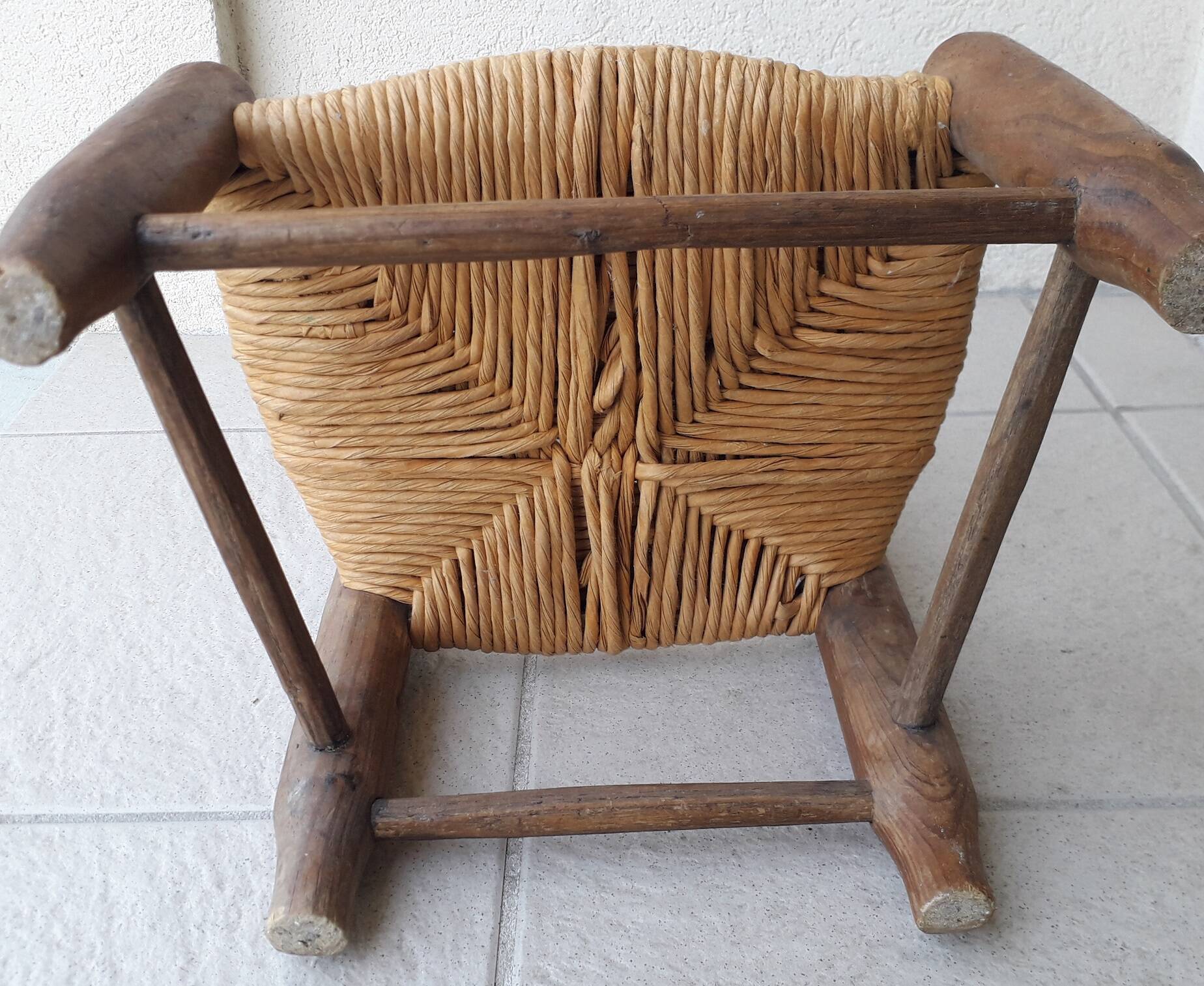 Chaise enfant bois et paille