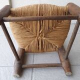 Children's wooden and straw chair