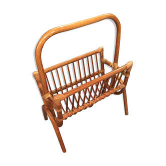 Rattan magazine rack 60s