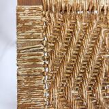 Set of 3 bar stools in Oak and Rush woven seat