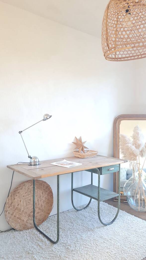 Wood and metal desk circa the 1950s.