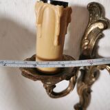 Pair of wall lights, classic style, LouisXV, gold metal, bronze or brass, candle holder effect
