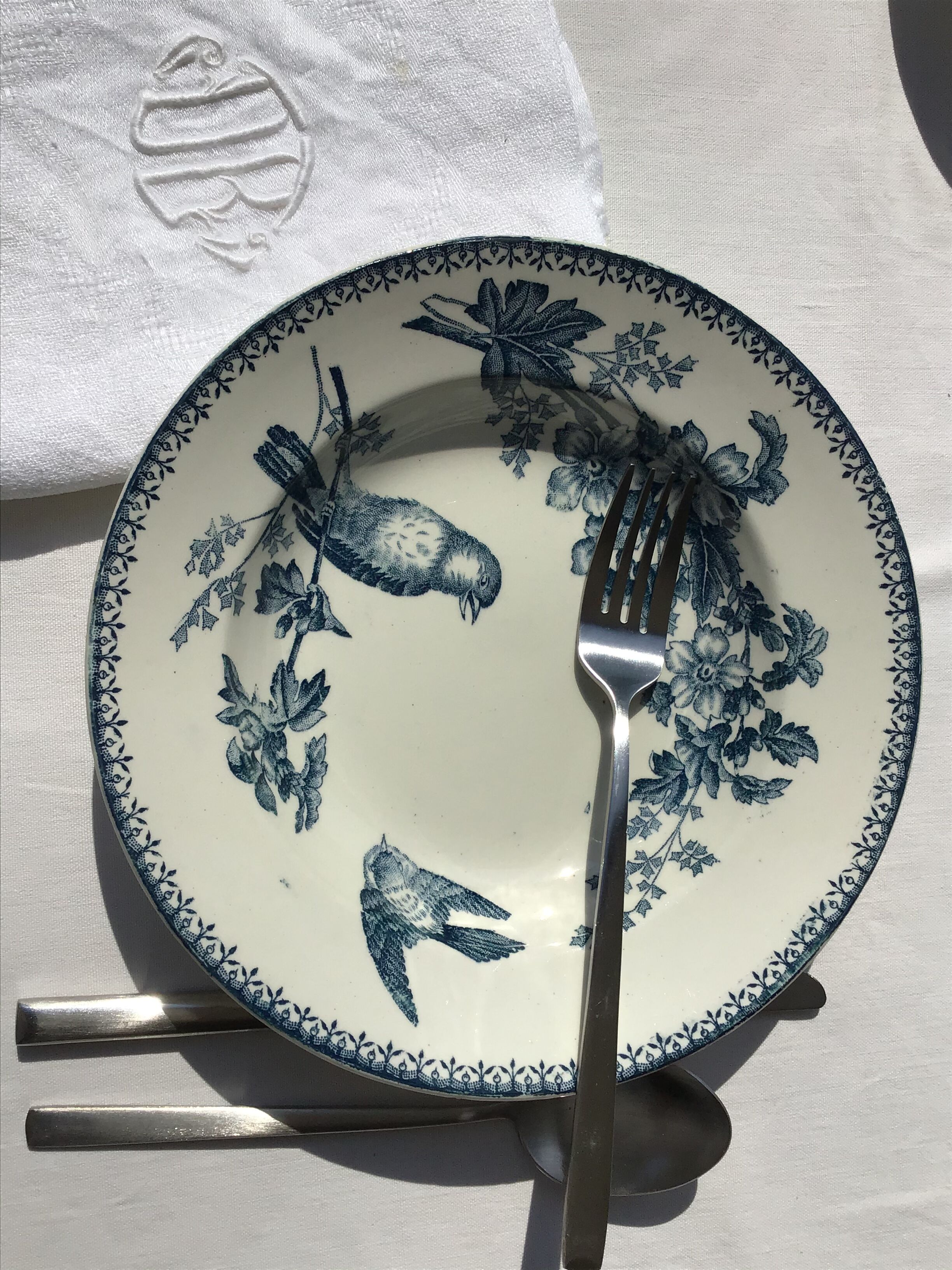 6 Longwy dark blue hollow plates