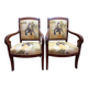 Pair of 19th-century armchairs with a scrolled back