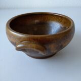 Brown Digoin stoneware bowl with handles