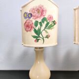Paire de lampes de table en verre de Murano par Gino Cenedese avec abat-jours floraux