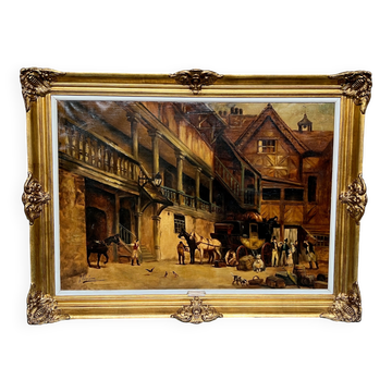 J. Verulpens "The Inn". Large format painting.