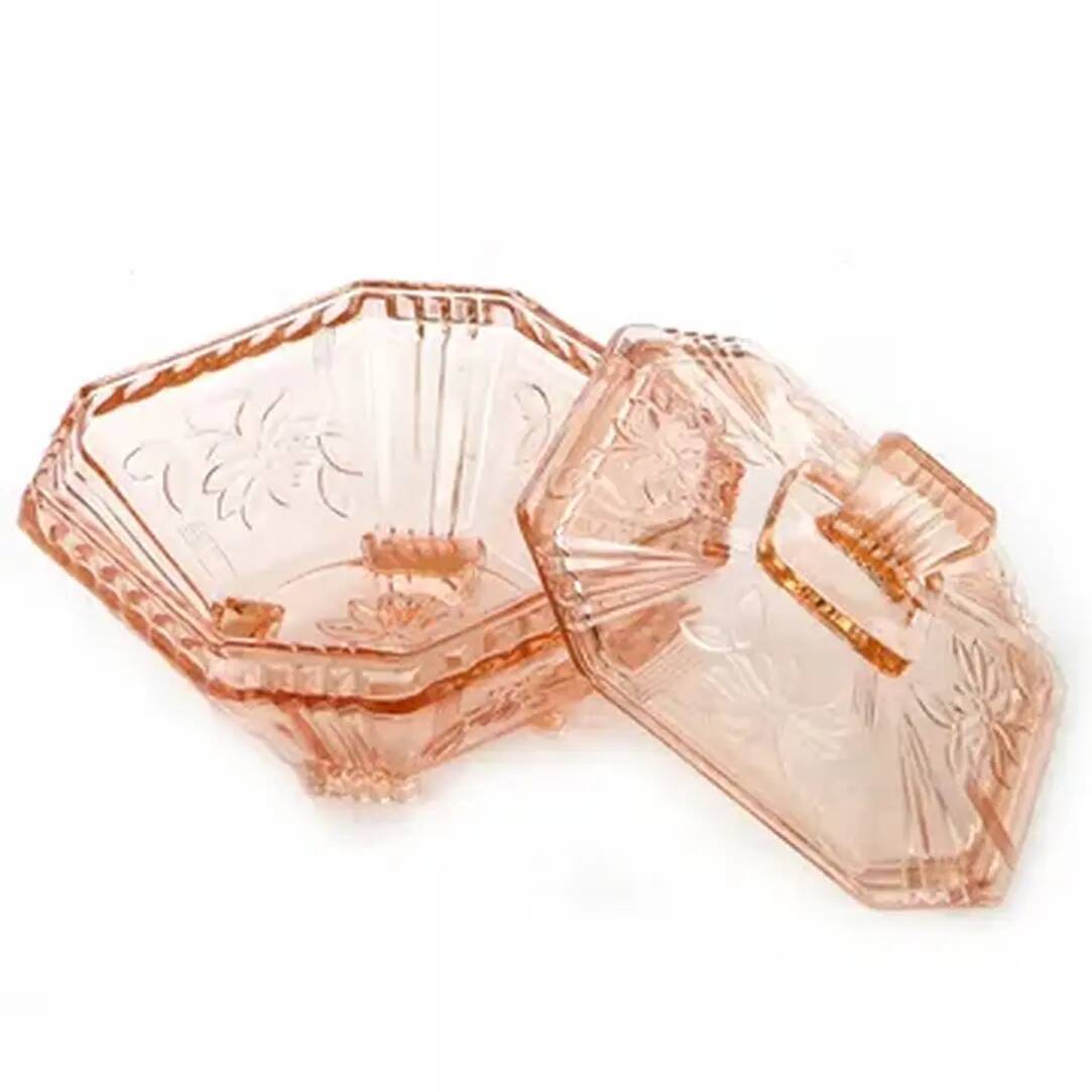 Art Deco bonbonniere, rose glass, Germany, 1960s