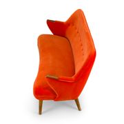 Reupholstered Midcentury Velvet Orange 3-Seat Sofa from CFC Silkeborg, 1960s