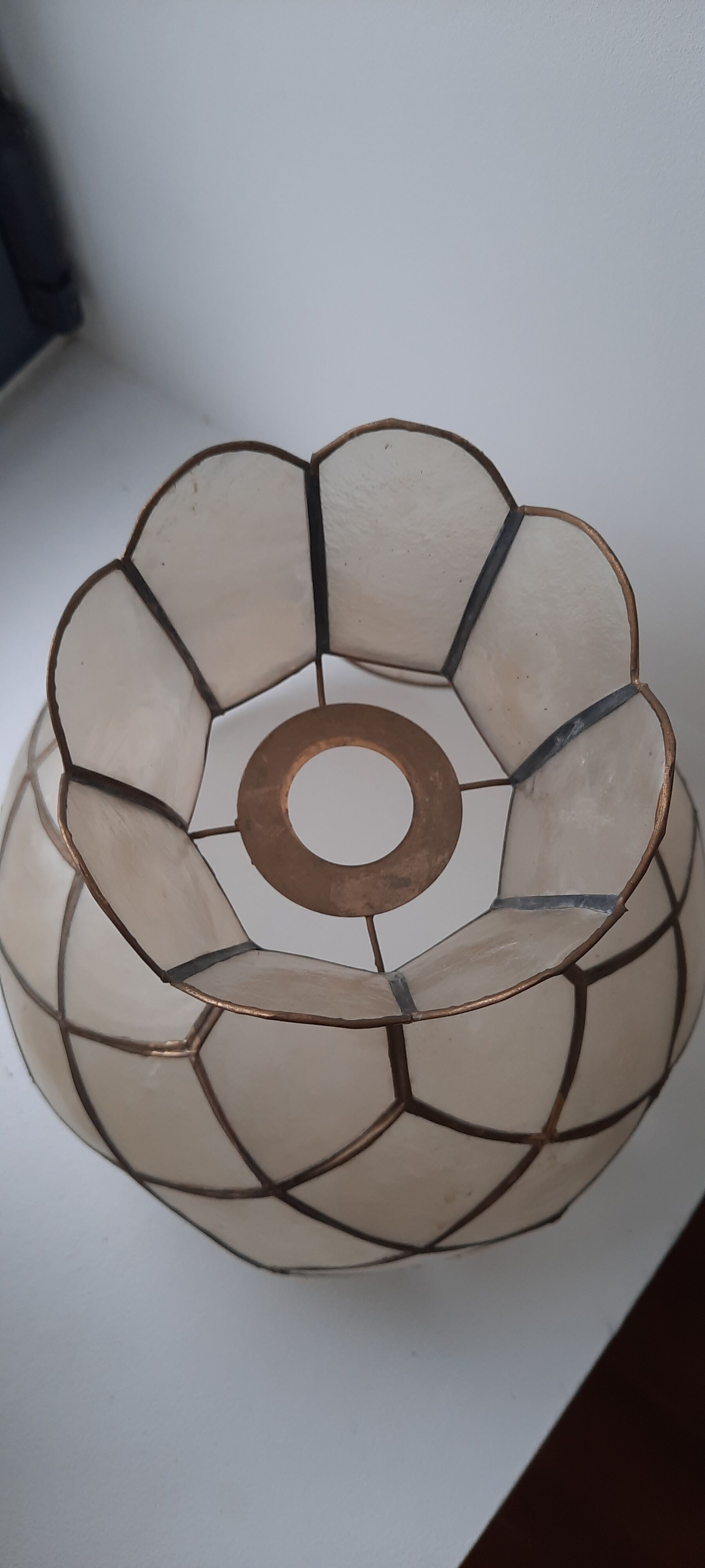 Mother-of-pearl and brass chandelier