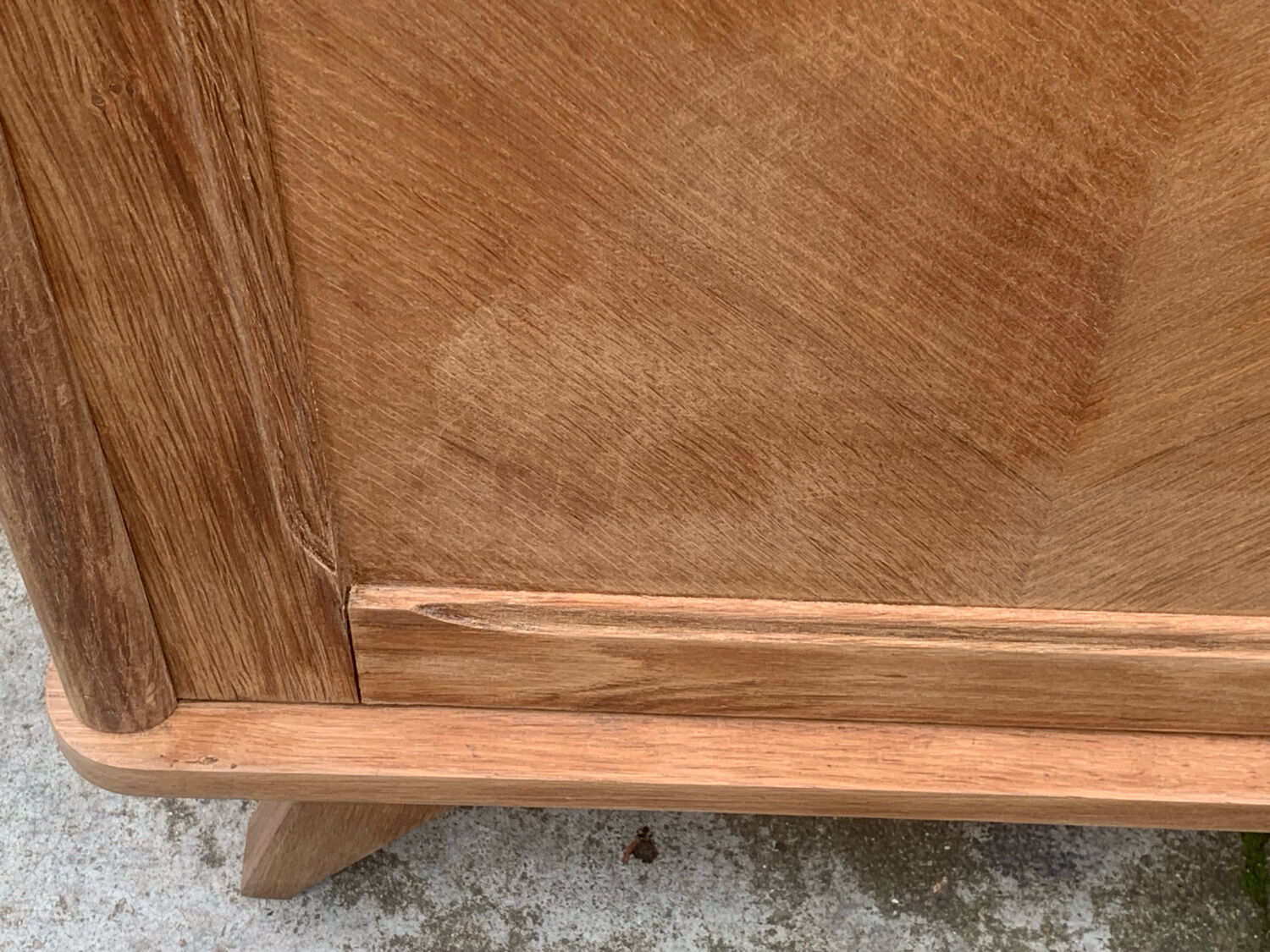 Vintage wardrobe with compass legs in raw wood, sliding doors, 1960s