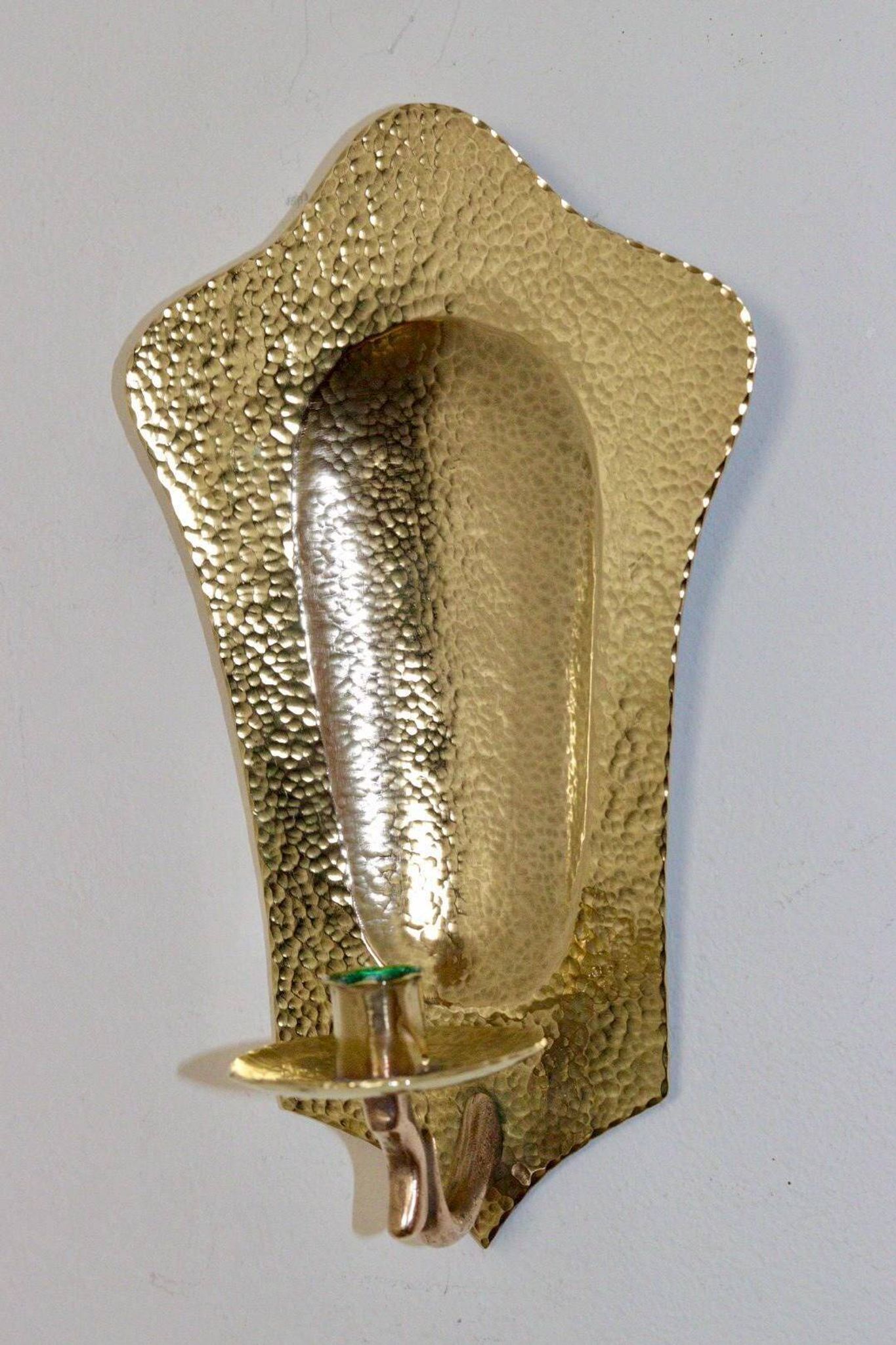 Pair of Swedish brass wall lights, mid-20th century.