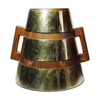 Large handcrafted wooden and brass via ferrata, traditional vintage style