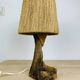 Brutalist lamp olive wood and organic style rope