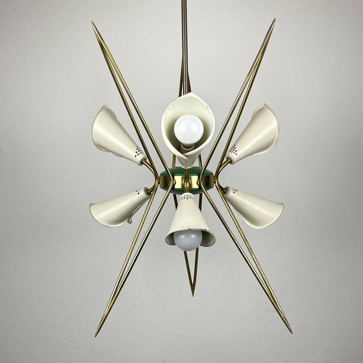 Metal chandelier mid-century modernist by Stilnovo, 1970s
