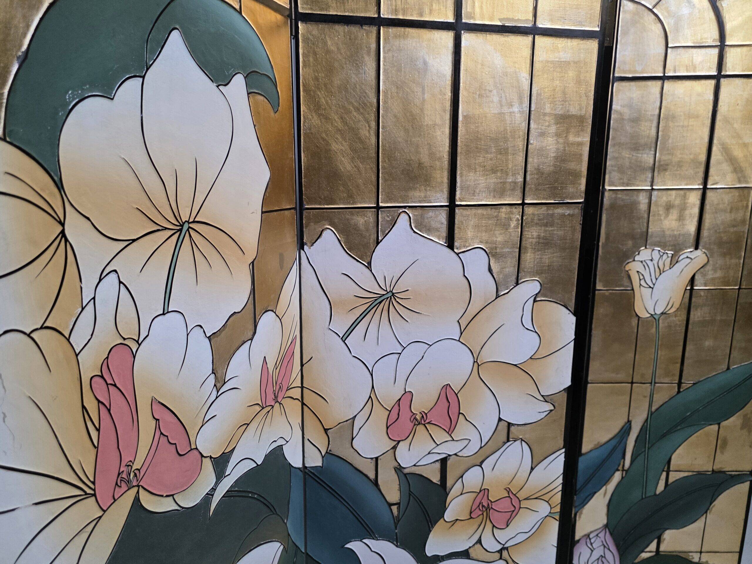 French four-panel room divider by Fournier Decoration Paris, 1980s
