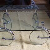 Table basse en verre & roues