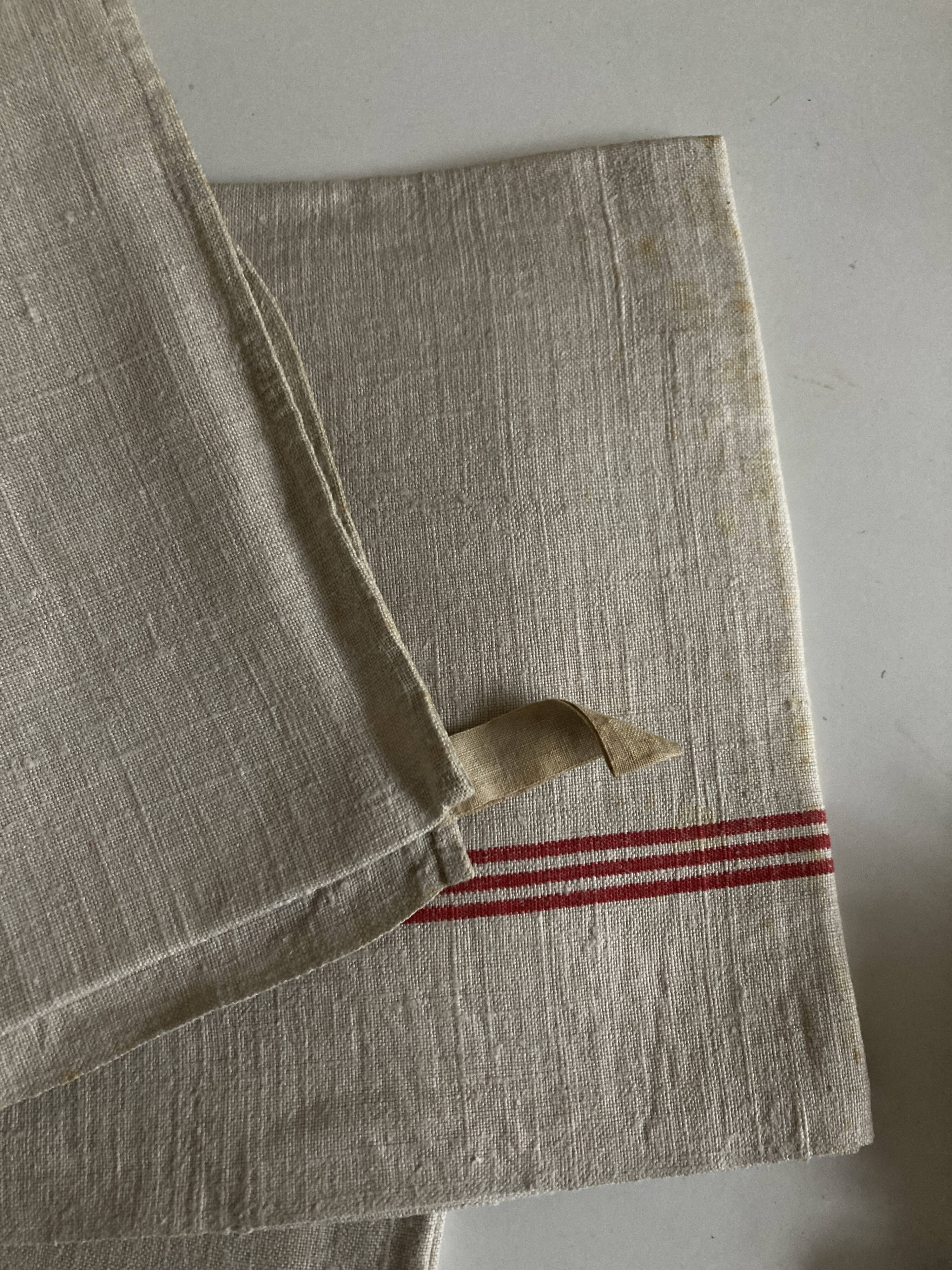 Pair of new old linen cloth tea towels 1930 initials CC