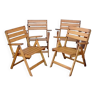 Set of 4 vintage wooden folding chairs, 70s/80s