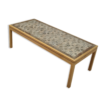 Table basse scandinave en chêne et carrelage, Danemark années 1960