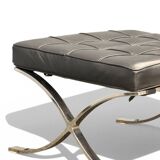 Ottoman Barcelona Original Knoll - Black Leather & Chrome - Design 1929