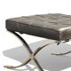 Ottoman Barcelona Original Knoll - Cuir Noir & Chrome - Design 1929