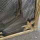 Brass fireplace fire screen 1900, French art nouveau spark screen with 4 shutters