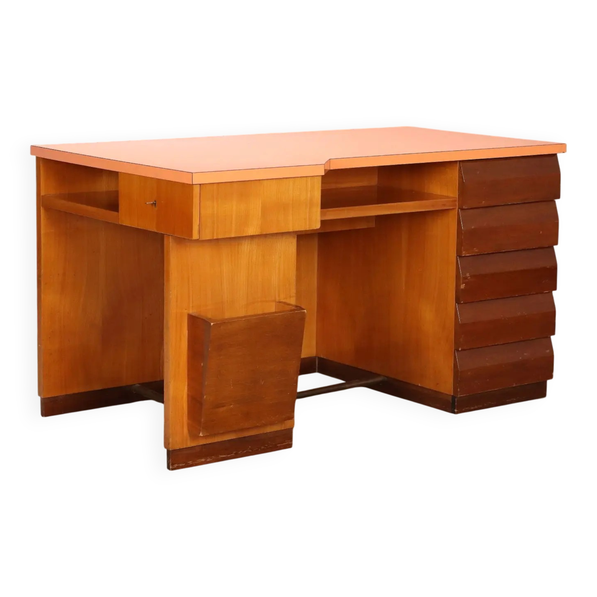 Vintage laminated desk with drawers, Italian design 1960s