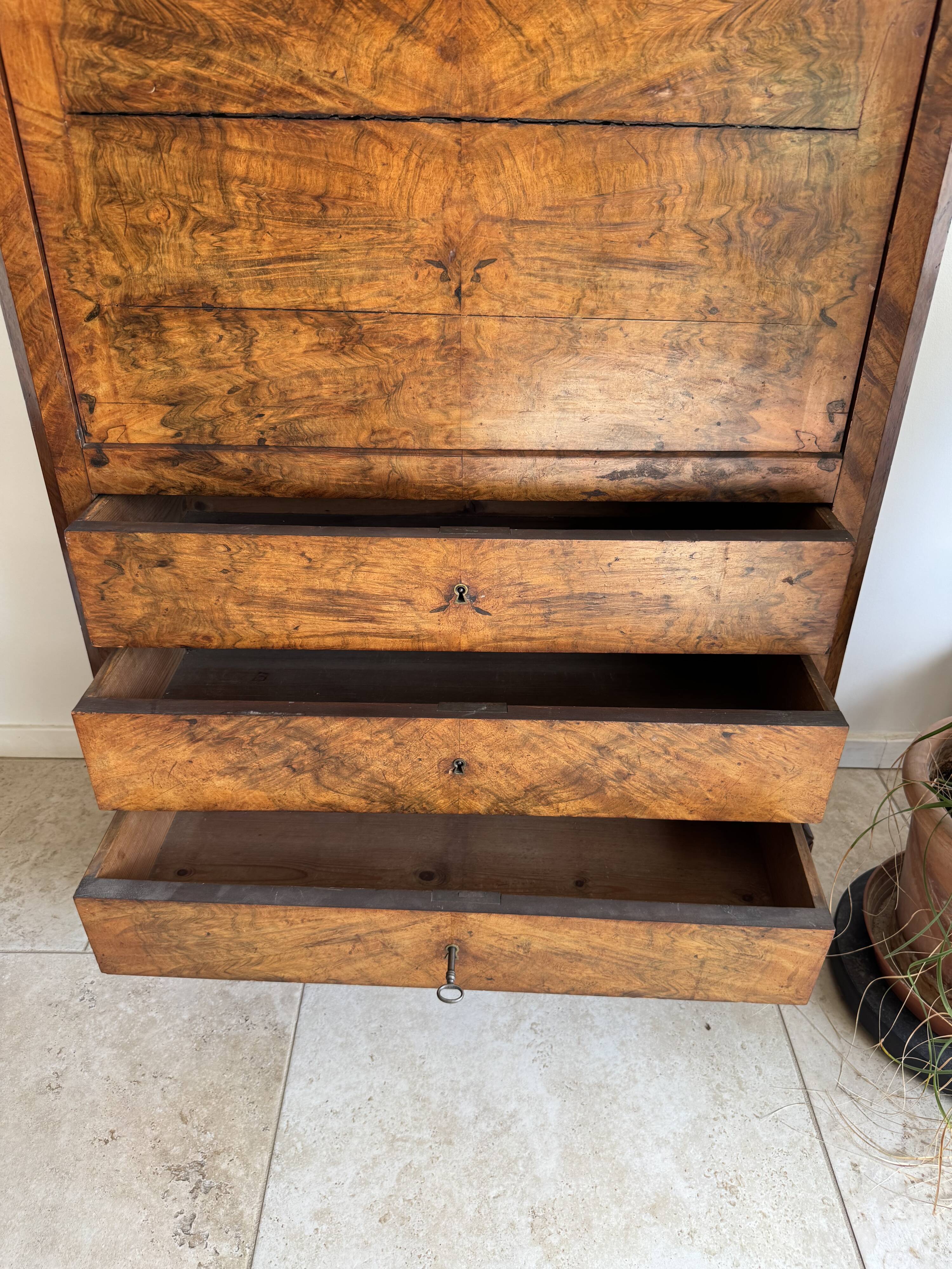 Secretaire, Louis, philippe, ronce de noyer