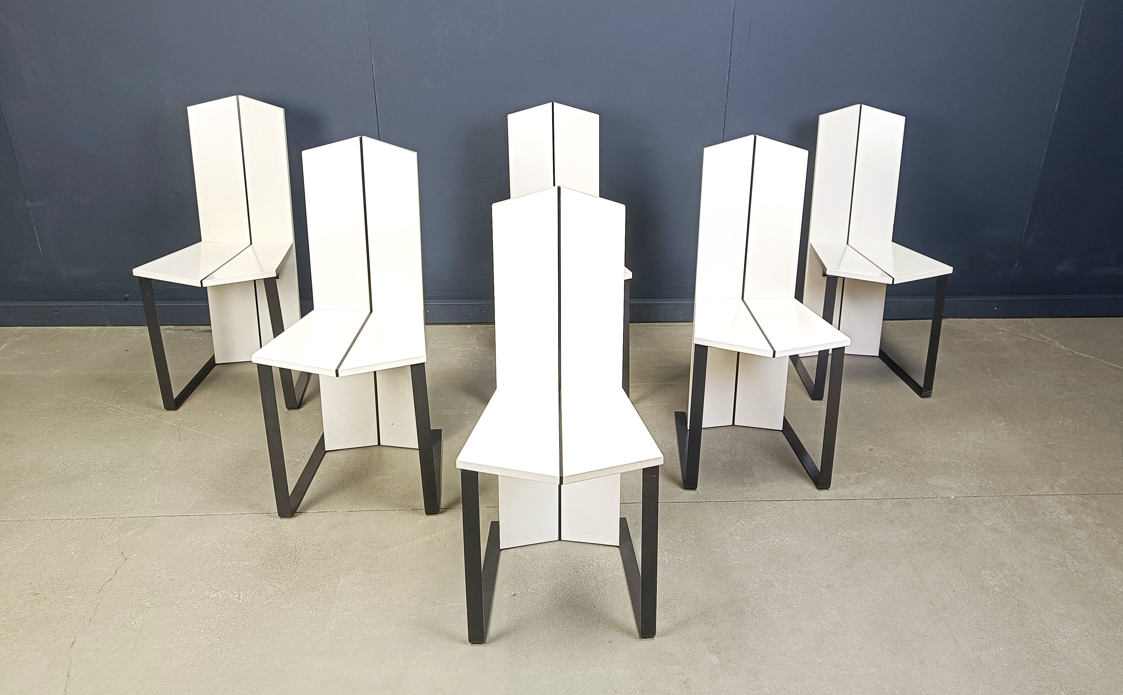 Chaises de salle à manger postmodernes, ensemble de 6 - années 1980
