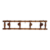 Vintage wooden wall coat rack with 4 swivel hooks from 1920