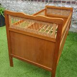 Bed wood and rattan 1960