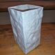Small vintage Italian square vase, in white ceramic, fossil decoration