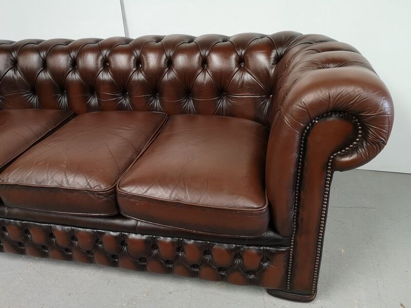 Vintage brown leather chesterfield sofa